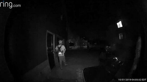 This is a screenshot of security footage provided to Channel 2 that allegedly captured Kendel Gerald Williams trying to break into homes.