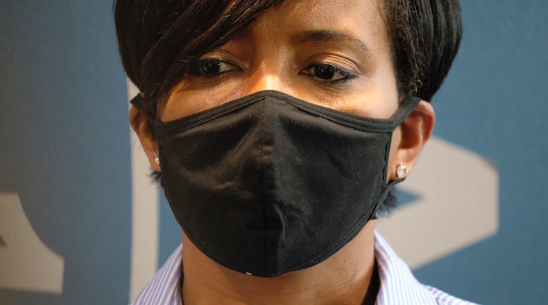 May 30, 2020 -  Atlanta -  Atlanta Mayor Keisha Lance Bottoms announced a 9pm curfew as protests continued for a second day.  Protests over the death of George Floyd in Minneapolis police custody spread around the United States on Saturday, as his case renewed anger about others involving African Americans, police and race relations.    Ben Gray for the Atlanta Journal Constitution