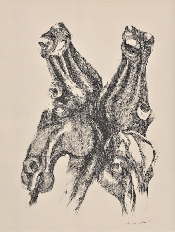"Horse, four stages of dying" (1967), in pencil and charcoal on paper by South African artist Ezrom Legae. (courtesy of High Museum of Art)