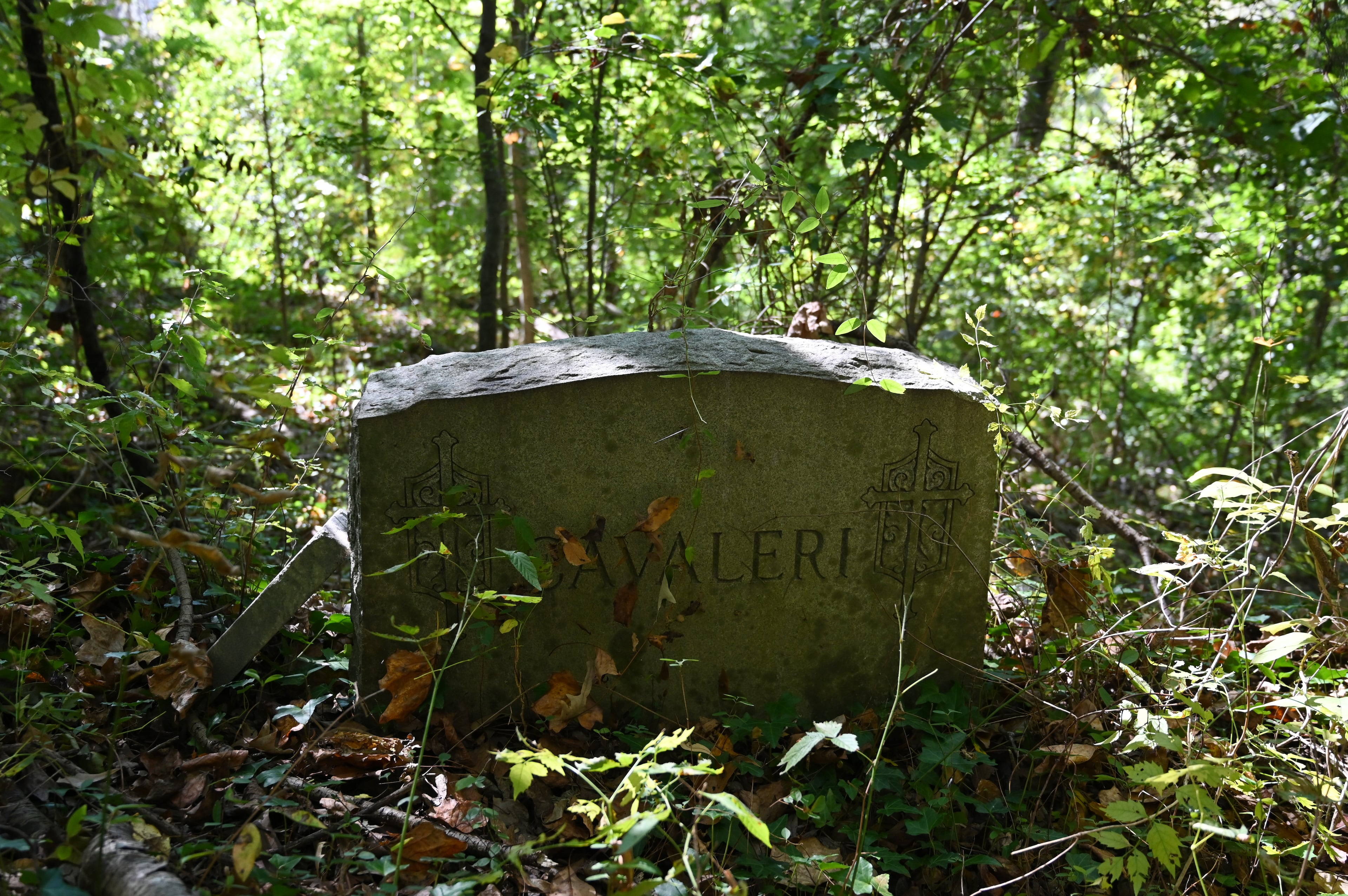 Gravestones were revealed after cleaning up at Hollywood Cemetery site.  (Hyosub Shin/AJC)