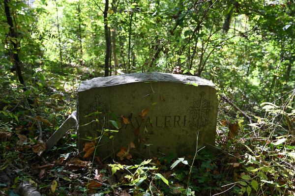 Gravestones were revealed after cleaning up at Hollywood Cemetery site. (Hyosub Shin/AJC)