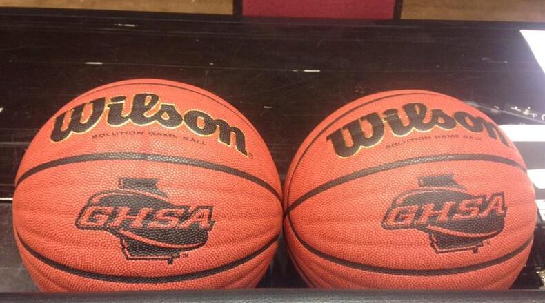 High school pair of basketballs (stock)