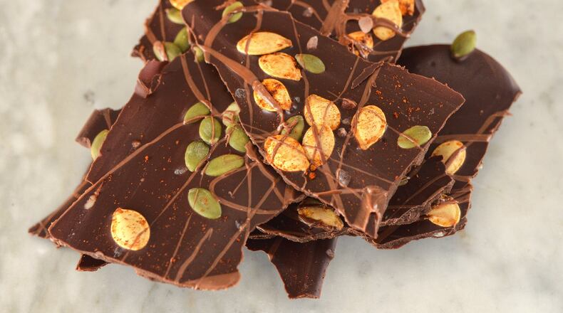 There are plenty of reasons not to feel guilty about eating Dark Chocolate Bark with Roasted Pumpkin Seeds, Pepitas, 5-Chile Powder and Sea Salt. STYLING BY MERIDITH FORD / CONTRIBUTED BY CHRIS HUNT PHOTOGRAPHY