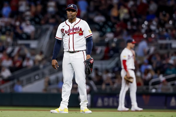 Closer Raisel Iglesias, shortly after giving up a three-run homer to the Mets' Juan Soto last month. (Erik S. Lesser/AP)