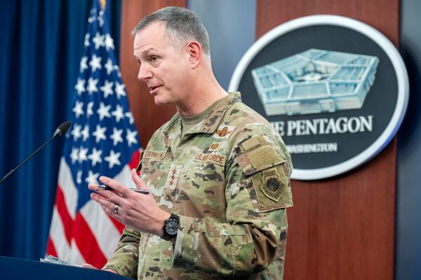 FILE - Joint Staff Director for Operations Lt. Gen. Alex Grynkewich, speaks to the media in the Pentagon Press Briefing Room, Monday, March 17, 2025, at the Pentagon in Washington. (AP Photo/Jacquelyn Martin, File)