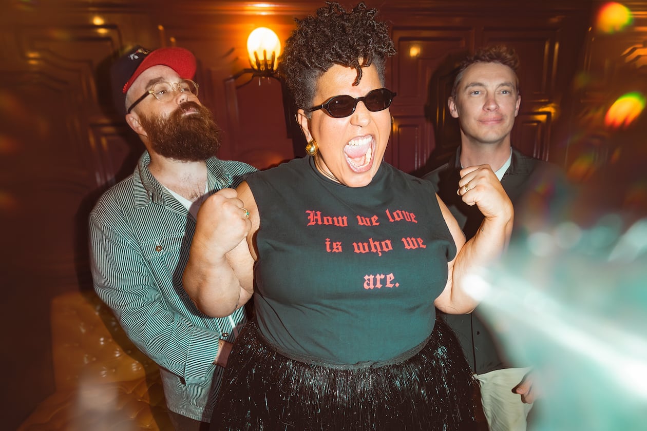 Alabama Shakes (from left, bassist Zac Cockrell and guitarists Brittany Howard and Heath Fogg) return to Atlanta on April 24 for a performance at Synovus Bank Amphitheater at Chastain Park. (Bobbi Rich)