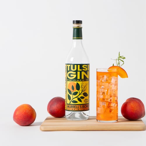 The Peach on the Pitch might just be Atlanta's next signature cocktail. The drink features a peach syrup made with Pearson Farm peaches and locally distilled Murrell's Row Tulsi gin. (Courtesy of Pearson Farm)