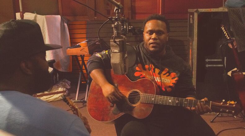 Jontavious Willis records his upcoming album, accompanied by Jayy Hopp, at Capricorn Sound Studios in Macon. (Courtesy of The Jontavious Willis Team)