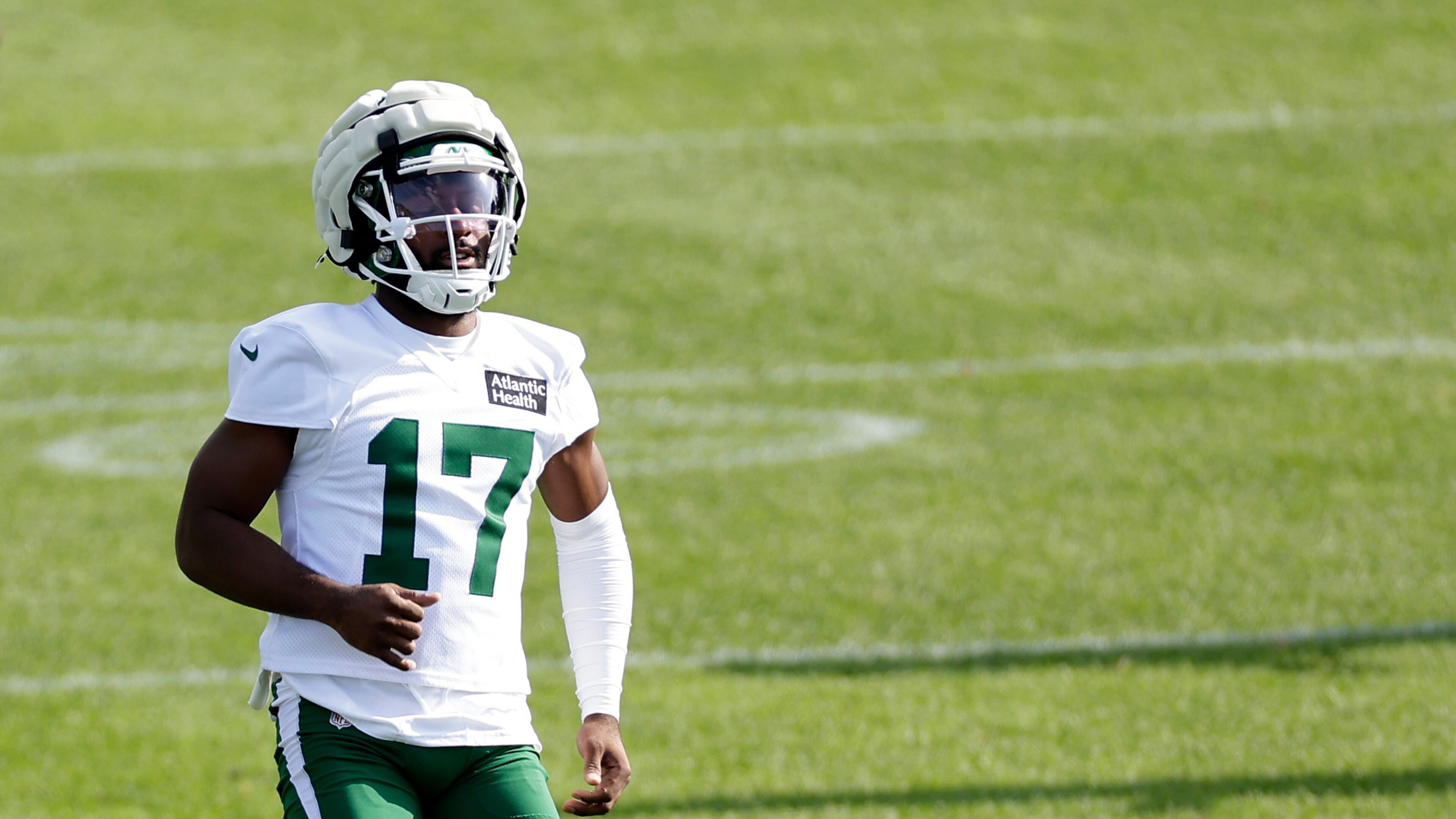 FILE - New York Jets cornerback Kris Boyd takes part in an NFL football training camp, July 23, 2025, in Florham Park, N.J. (AP Photo/Adam Hunger, File)
