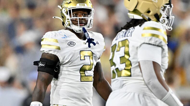 “I try not take anything for granted,” Georgia Tech linebacker E.J. Lightsey (left) said after surviving a shooting during his high school days. (Hyosub Shin/AJC)