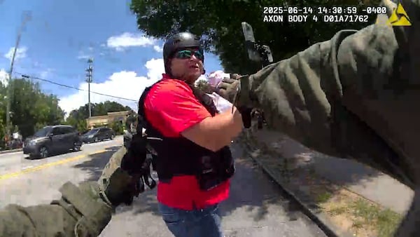 A still from police bodycam footage of Guevara's arrest. 
