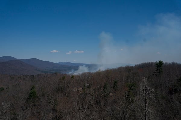 The Black Cove Fire is seen Wednesday, March 26, 2025, in Saluda, N.C.. (AP Photo/Allison Joyce)