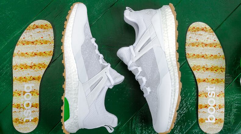 Adidas pimento-inspired shoe is available the week of the Masters Tournament.