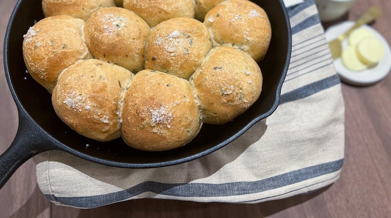 Brushing rolls with butter and adding a dash of flaked sea salt will make a homemade roll look bakery bought.
(Courtesy of Nicole Lewis)