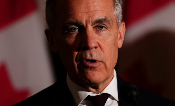 Prime Minister Mark Carney holds a press conference on Parliament Hill in Ottawa on Friday, June 6, 2025. (Sean Kilpatrick /The Canadian Press via AP)
