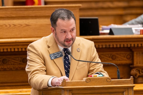 State Sen. Jason Anavitarte, R-Dallas, speaks about Immigration and Customs Enforcement and the death of Alex Pretti during the legislative session at the Capitol in Atlanta on Tuesday, Jan. 27, 2026. (Arvin Temkar/AJC)