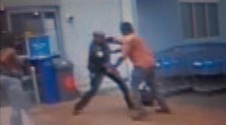 Video surveillance from a Walmart shows an off-duty police officer beating a customer.