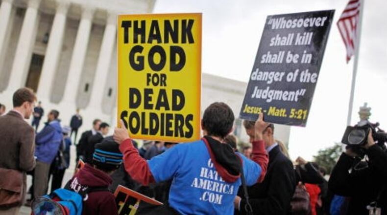 Protesters with Westboro Baptist Church seen in this file photo.