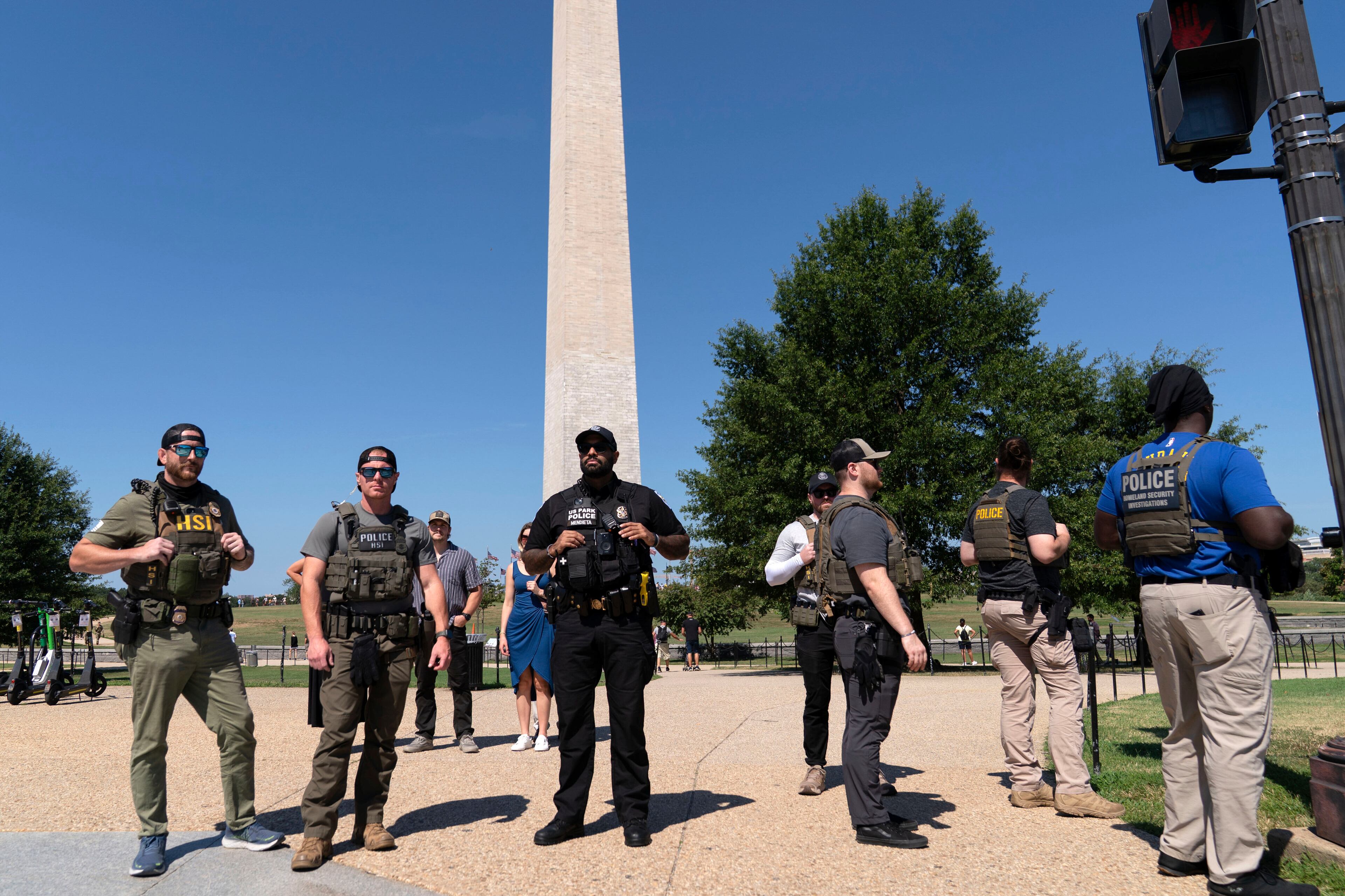Homeland Security Investigations (HSI) agents in DC. President Trump has hinted at a heightened federal presence in other major cities.