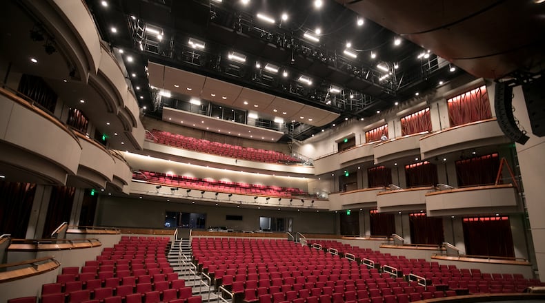 June 1, 2018 - Sandy Springs, Ga: The main stage at the Sandy Springs Performing Arts Center is shown Friday June 1, 2018, in Sandy Springs, Ga. This is part of a story about the Sandy Springs City Center scheduled to be published in the August issue of Living Northside. PHOTO / JASON GETZ
