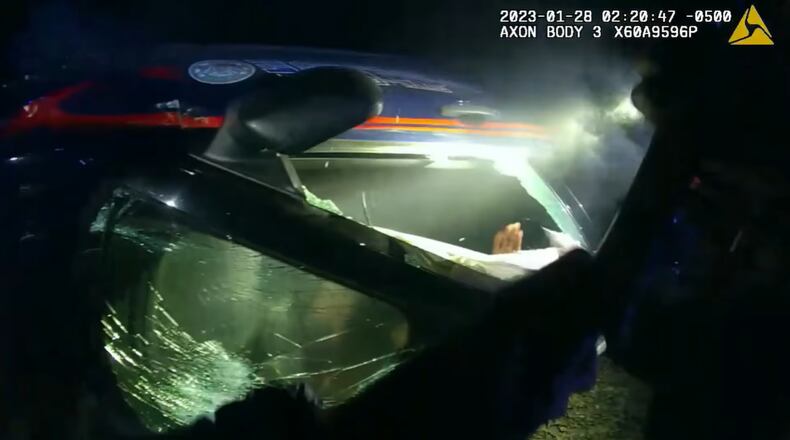 Atlanta police worked quickly to save a man from a crashed patrol vehicle just seconds before a train struck the car. The man is accused of stealing the police car.