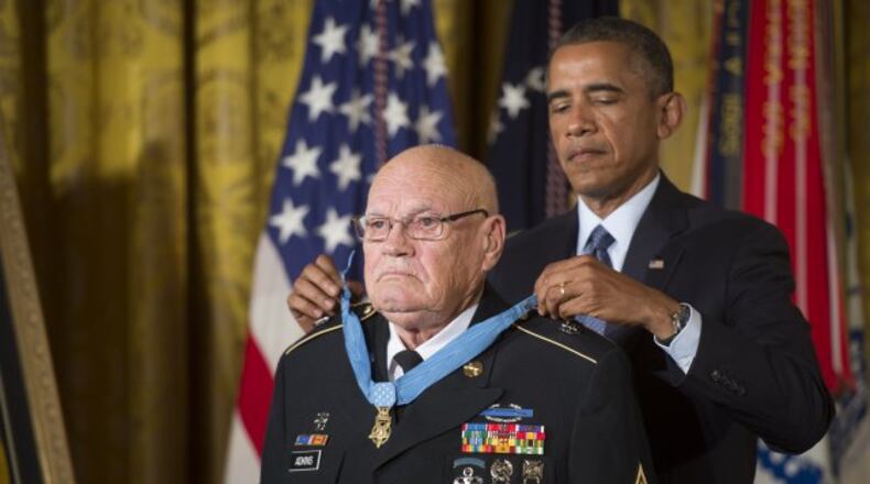 President Barack Obama awarded retired Command Sgt. Maj. Bennie G. Adkins with the Medal of Honor in 2014. Adkins will be the keynote speaker at “The Wall that Heals” stop in Johns Creek.