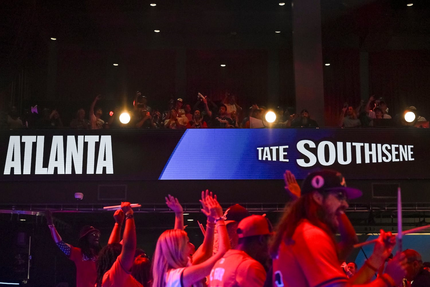 The Atlanta Braves select short stop and outfielder, Tate Southisene, in the 22nd pick of the 2025 MLB Draft Sunday, July 13, 2025 at the Coca-Cola Roxy in Atlanta. (Daniel Varnado/For the Atlanta Journal-Constitution)