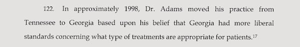 In suing Dr. Charles Adams, the government detailed how he moved his practice from Tennessee to Georgia and shortly after that began touting chelation therapy online for heart disease, cancer prevention, diabetes and chronic fatigue. (U.S. Department of Justice)