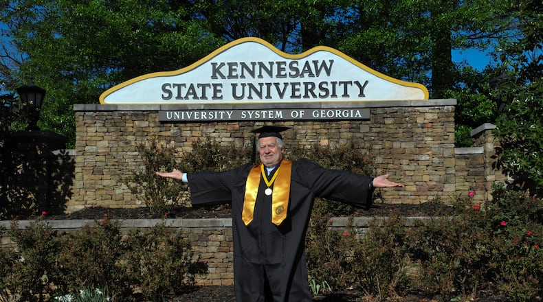 Roger DePuy, now 75, earned a bachelor’s degree from Kennesaw State in 2016 under a program that allows residenrs 62 and older to attend classes at state colleges and universities without paying tuition and major fees.