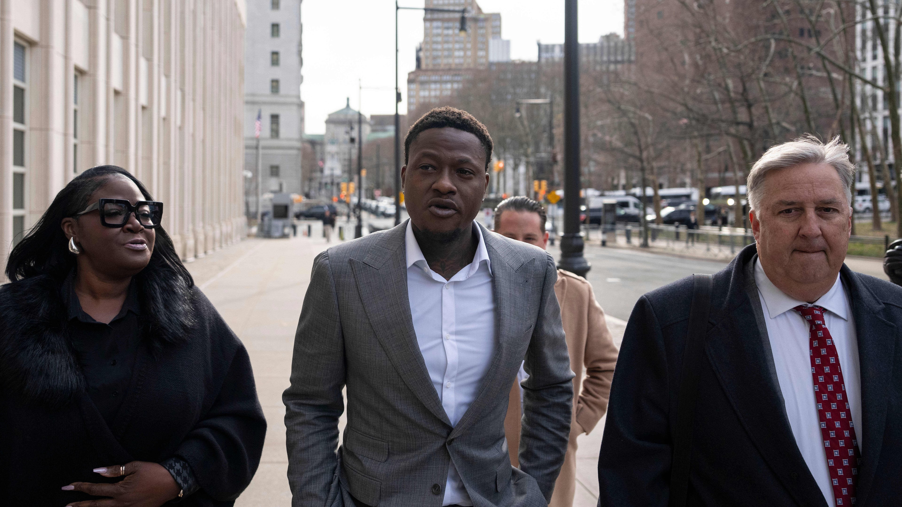 Miami Heat's Terry Rozier arrives at Brooklyn federal court, Monday, Dec. 8, 2025, in New York. (AP Photo/Yuki Iwamura)