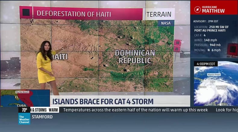 Weather Channel meteorologist received flak for saying Haiti kids 'eat the trees.' CREDIT: Weather Channel