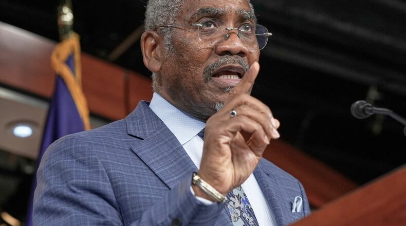 FILE - Rep. Gregory Meeks D-N.Y., speaks during a news conference at the U.S. Capitol, July 2, 2025, in Washington. (AP Photo/Mariam Zuhaib, file)