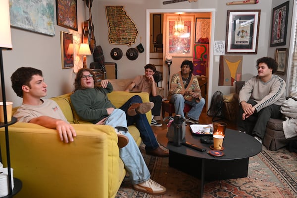 Charles Eastman (from left), Max Moore, James Kopp, Koan Roy-Meighoo and Anthony Smith acknowledge that adjusting to life on the road can be arduous, but it helps build chemistry. This month, Penelope Road will perform three Atlanta shows in different locations. (Hyosub Shin/AJC)