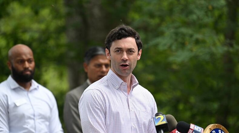 U.S. Sen. Jon Ossoff (D-GA) speaks during an event on Aug. 3, 2023, in Peachtree Corners, Georgia. (Hyosub Shin/The Atlanta Journal-Constitution/TNS)