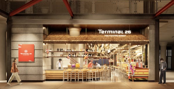 A rendering of Thai seafood restaurant Terminal 26, which will open next year in Ponce City Market in the space currently occupied by W.H. Stiles Fish Camp. (Courtesy of Terminal 26)