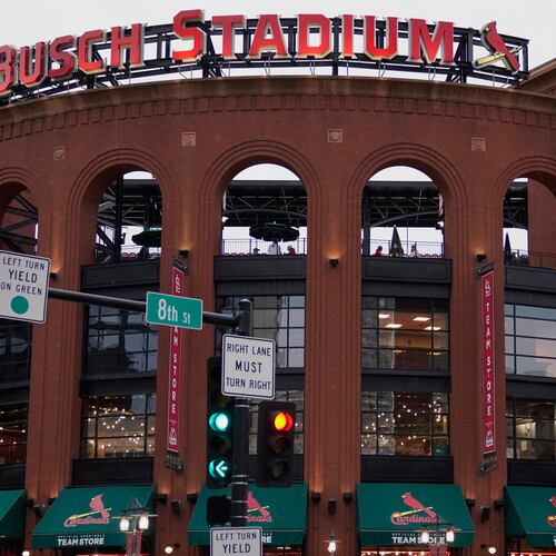 FILE - The Busch Stadium is seen on May 4, 2021, in St. Louis. (AP Photo/Jeff Roberson, File)