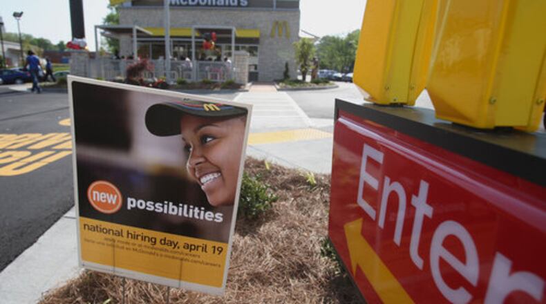 McDonald's is making a well-publicized push to hire 50,000 workers nationwide on Tuesday. Most of the jobs pay the $7.25-an-hour federal minimum wage.