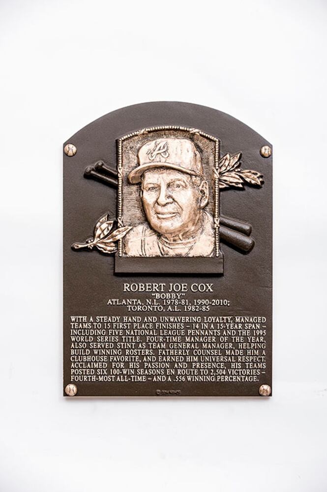 Bobby Cox's Baseball Hall of Fame plaque