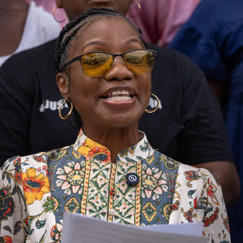 “I want you to understand, you may have obtained a dismissal, but you have not erased my son,” Monteria Robinson said Friday, Aug. 7, 2026, after a judge dismissed a criminal case against two officers who had been charged in his 2016 death. (Ben Hendren for the AJC)