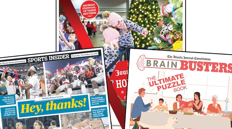 The Thanksgiving edition of The Atlanta Journal-Constitution includes more than 100 extra pages of special content.
