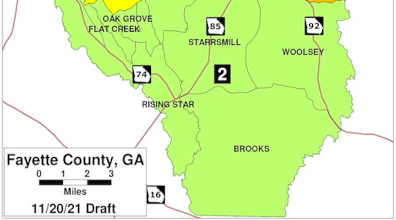 A voting map proposed by the NAACP-LDF would have made substantial changes to the boundaries of Fayette districts 1, 2 and 4. Courtesy NAACP-LDF