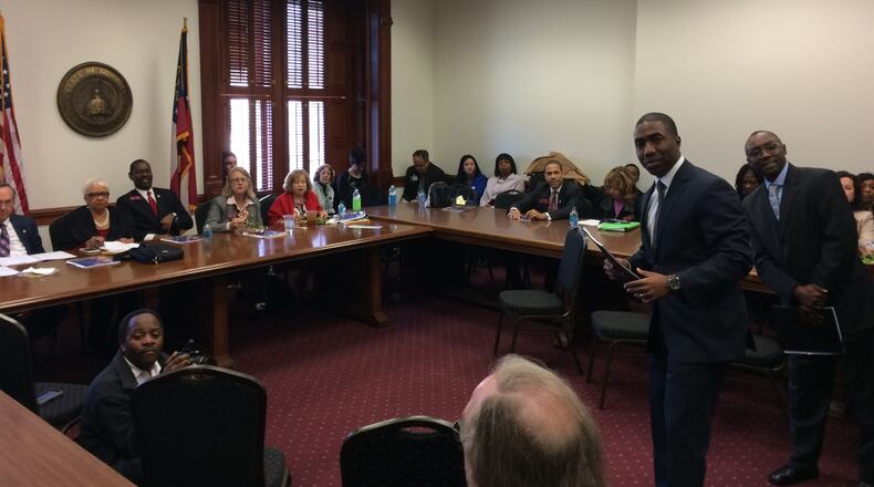 DeKalb County’s state representatives and senators heard about the county’s legislative priorities Thursday from Interim DeKalb CEO Lee May and county commissioners, but they delayed a decision on an appointment to the DeKalb Board of Ethics. MARK NIESSE / MARK.NIESSE@AJC.COM