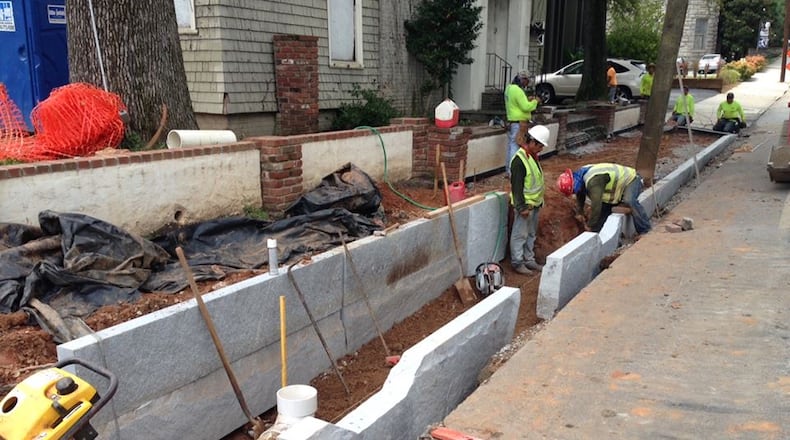 Installation of the Juniper Street bioswale. Courtesy of Midtown Alliance.