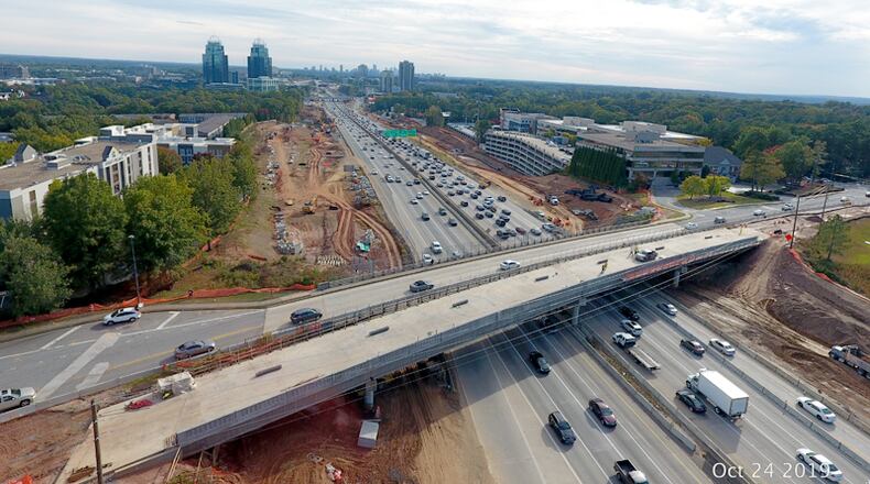 Crews are building a new bridge to carry Mount Vernon Highway over Ga. 400 in the Perimeter area of North Fulton and DeKalb counties. GEORGIA DEPARTMENT OF TRANSPORTATION