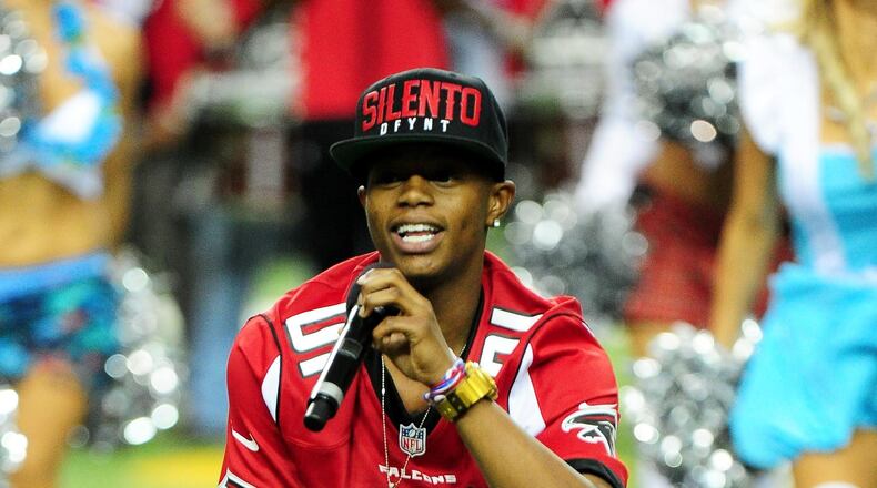 Silento showcased his moves before a Falcons game in November. Photo: Getty Images.