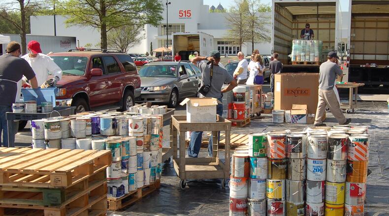 Cans of unused paint were just some of the hazardous waste items collected during a metro Atlanta “Eco Collection” in this 2013 file photo.