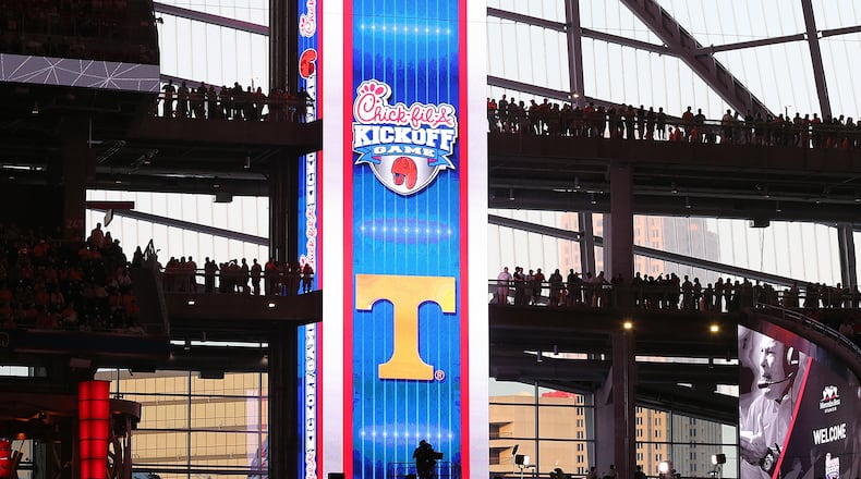 Fans filled the stadium to watch Georgia Tech play Tennessee in Chick-fil-A Kickoff game Monday night.