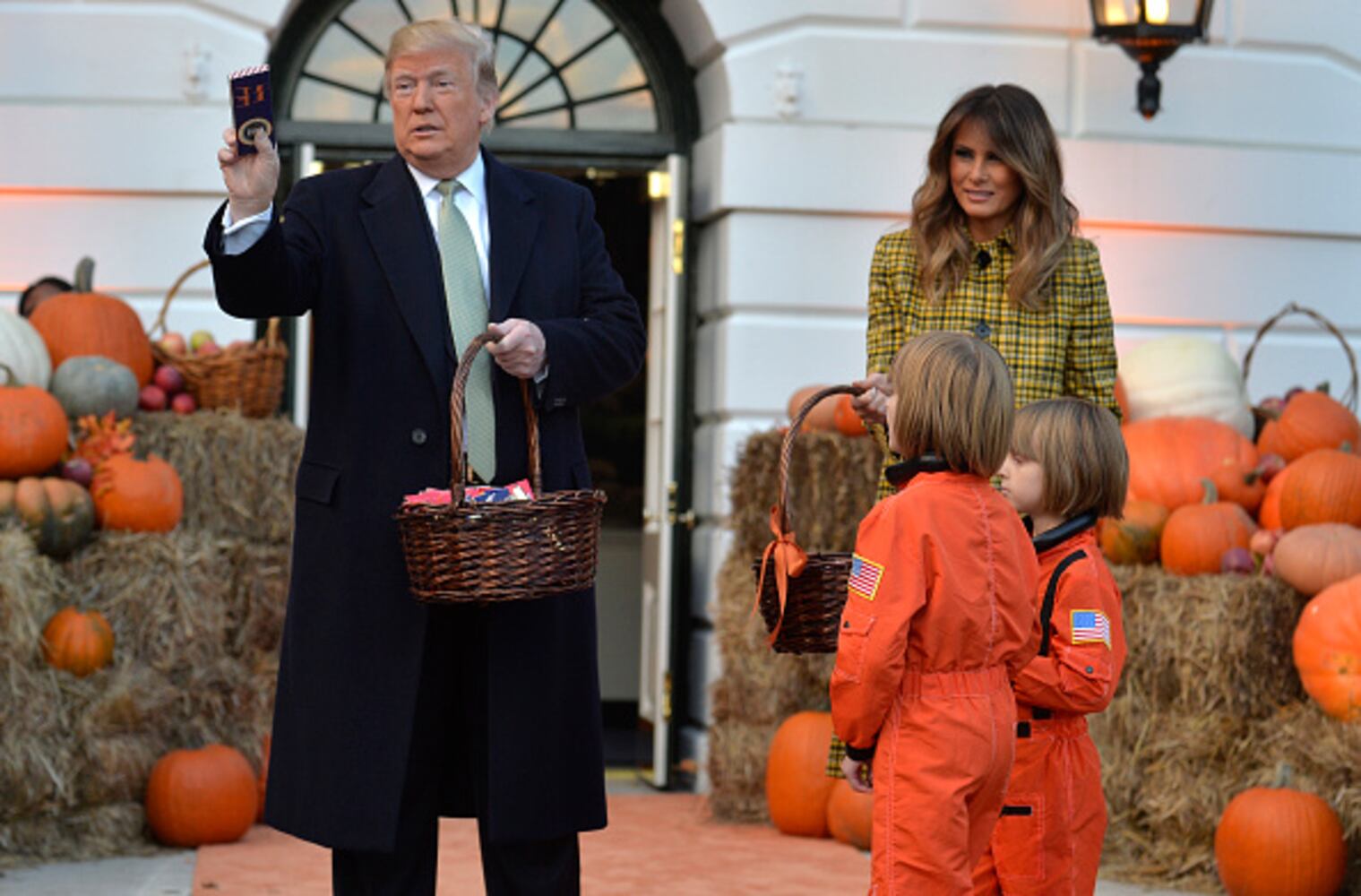 Photos: President Trump, first lady Melania Trump welcome children to White House for Halloween