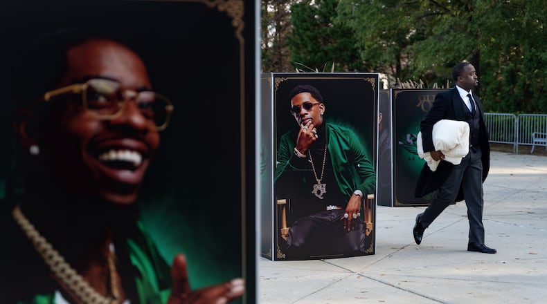 Friends, family and fans gather at  World Changers International Church to pay respects to the late rapper Rich Homie Quan. Tuesday, Sept. 17, 2024 (Ben Hendren for the Atlanta Journal-Constitution)