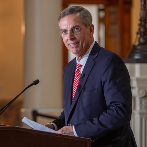 Secretary of State Brad Raffensperger, show here in a 2024 file photo, announced a new program on Wednesday aimed at protecting survivors of family and domestic violence. (Jenni Girtman for the AJC)